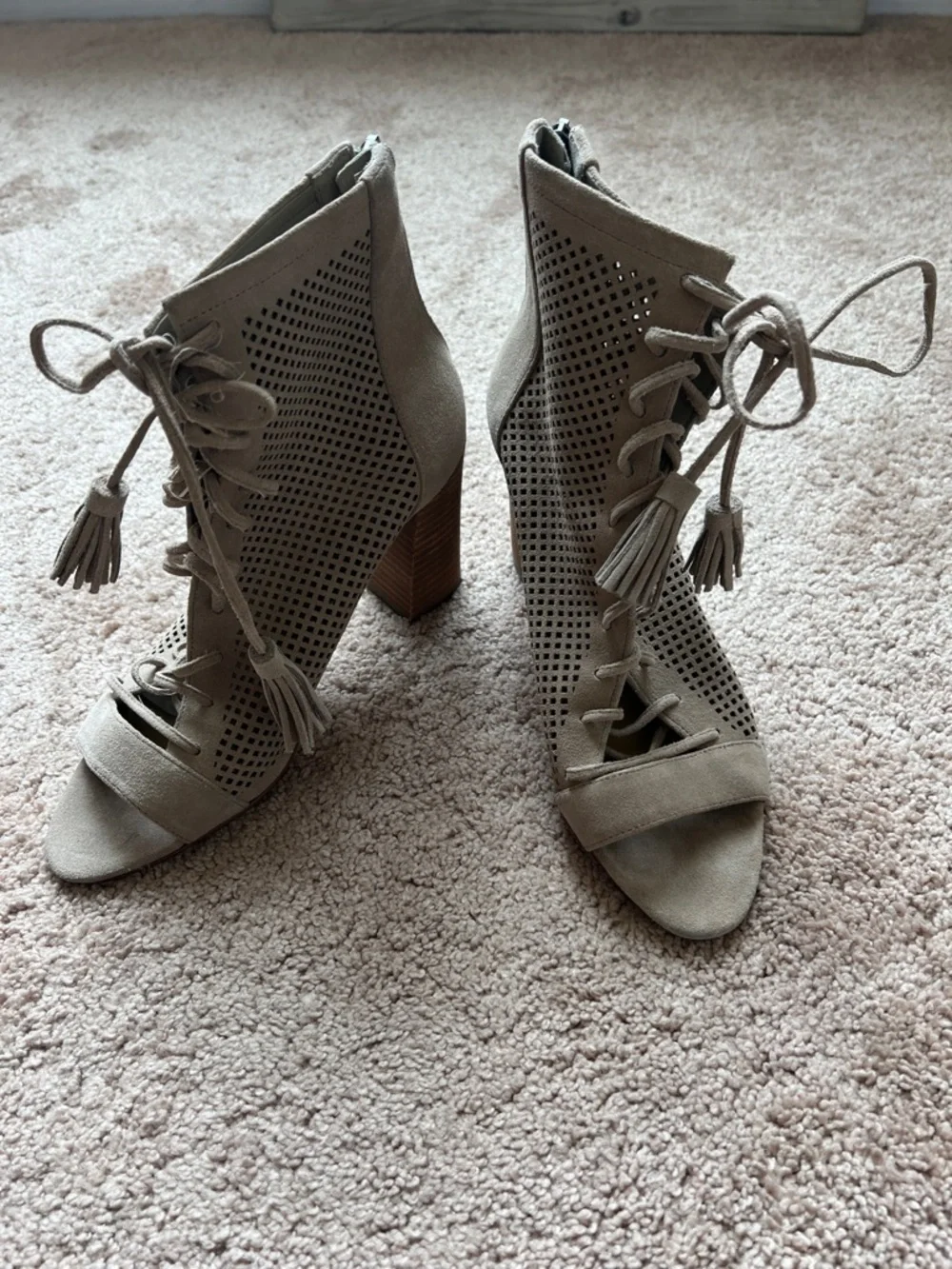 Marc Fisher Shaini Taupe Suede lace up Bootie